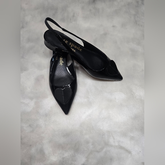 Kate Spade NY Lover Slingback Flat Black Patent Leather 1" Heels NWT Size 7.5B - Picture 1 of 10